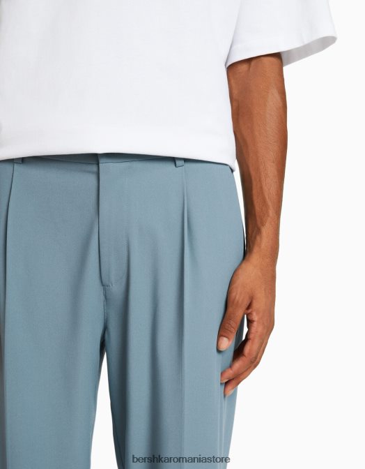 Bershka bărbați pantaloni croiți în stil jogger cu croială largă albastru deschis Z86D3028 îmbrăcăminte