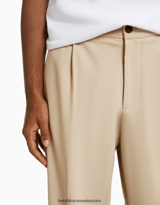 Bershka bărbați pantaloni croiți în stil jogger cu croială largă nisip Z86D3023 îmbrăcăminte