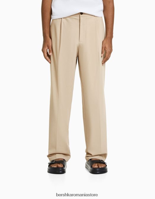 Bershka bărbați pantaloni croiți în stil jogger cu croială largă nisip Z86D3023 îmbrăcăminte