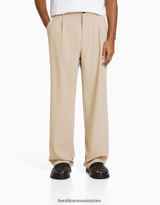 Bershka bărbați pantaloni croiți în stil jogger cu croială largă nisip Z86D3031 îmbrăcăminte