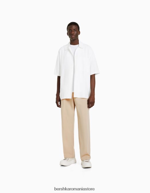 Bershka bărbați pantaloni croiți în stil jogger cu croială largă nisip Z86D3266 îmbrăcăminte