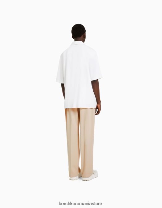 Bershka bărbați pantaloni croiți în stil jogger cu croială largă nisip Z86D3266 îmbrăcăminte