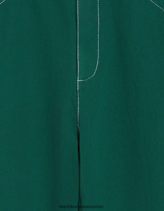 Bershka bărbați pantaloni de dulgher din bumbac verde Z86D3235 îmbrăcăminte