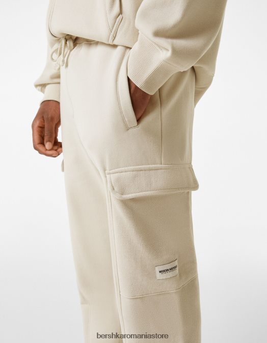Bershka bărbați pantaloni de jogging cargo de pluș piatră Z86D3240 îmbrăcăminte