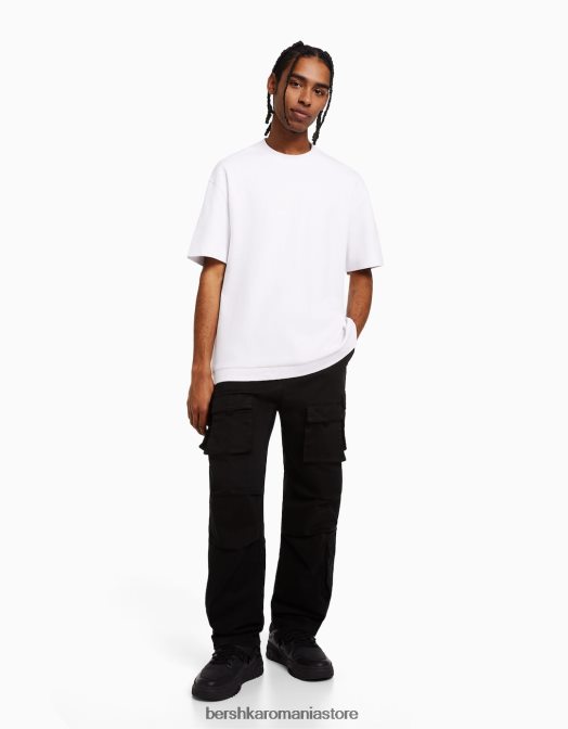 Bershka bărbați pantaloni de jogging cargo din bumbac negru Z86D3223 îmbrăcăminte