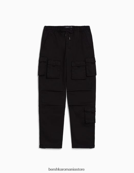 Bershka bărbați pantaloni de jogging cargo din bumbac negru Z86D3223 îmbrăcăminte