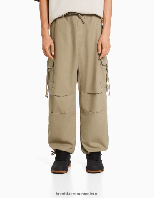 Bershka bărbați pantaloni de jogging din bumbac brodati cămilă Z86D3263 îmbrăcăminte