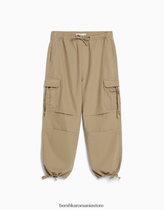 Bershka bărbați pantaloni de jogging din bumbac brodati cămilă Z86D3263 îmbrăcăminte