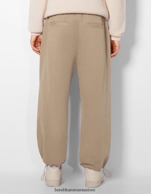 Bershka bărbați pantaloni de parașuta din bumbac cămilă Z86D3221 îmbrăcăminte