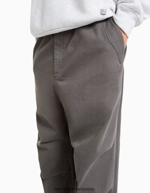 Bershka bărbați pantaloni de parașuta din bumbac gri Z86D3220 îmbrăcăminte