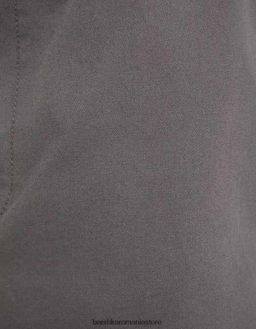 Bershka bărbați pantaloni de parașuta din bumbac gri Z86D3220 îmbrăcăminte
