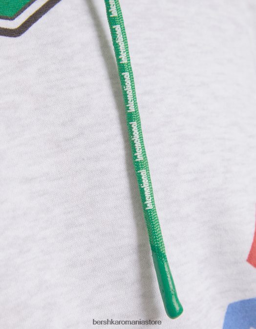 Bershka bărbați pantaloni de pluș imprimați gri Z86D3241 îmbrăcăminte