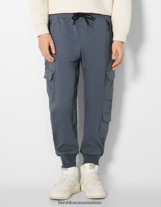 Bershka bărbați pantaloni de trening cargo subțiri albastru Z86D3227 îmbrăcăminte