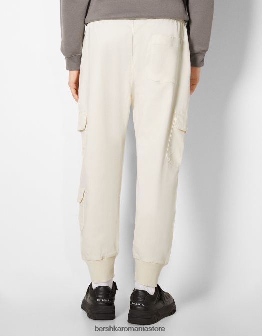 Bershka bărbați pantaloni de trening cargo subțiri aproape alb Z86D3226 îmbrăcăminte