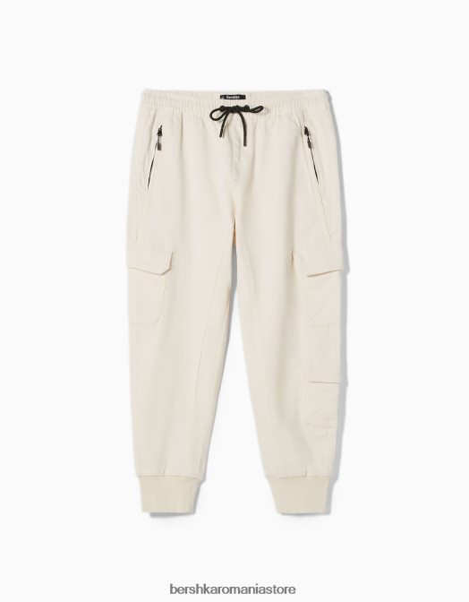 Bershka bărbați pantaloni de trening cargo subțiri aproape alb Z86D3226 îmbrăcăminte