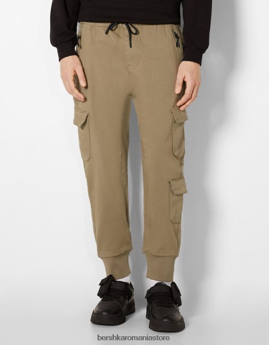 Bershka bărbați pantaloni de trening cargo subțiri cămilă Z86D3225 îmbrăcăminte