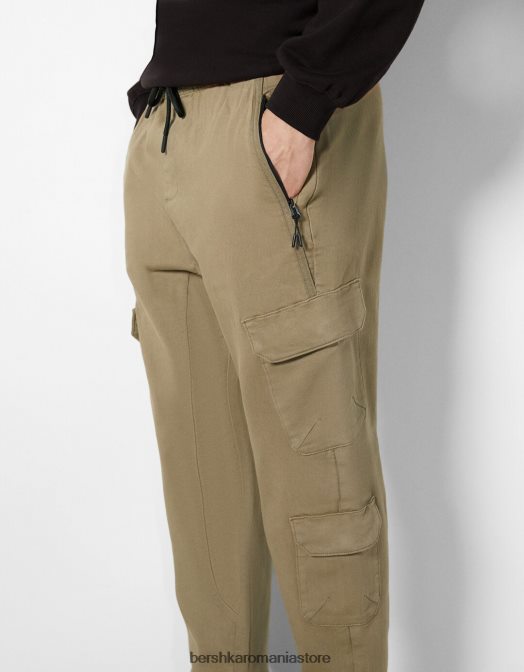 Bershka bărbați pantaloni de trening cargo subțiri cămilă Z86D3225 îmbrăcăminte