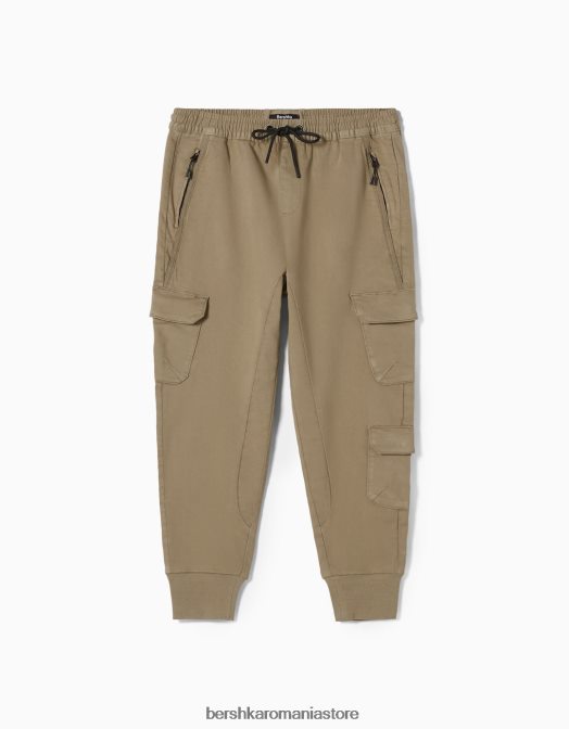 Bershka bărbați pantaloni de trening cargo subțiri cămilă Z86D3225 îmbrăcăminte