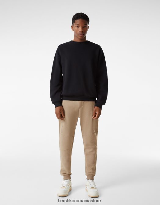 Bershka bărbați pantaloni de trening de pluș cu cusături cămilă Z86D3218 îmbrăcăminte