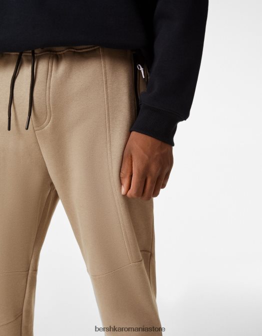 Bershka bărbați pantaloni de trening de pluș cu cusături cămilă Z86D3218 îmbrăcăminte