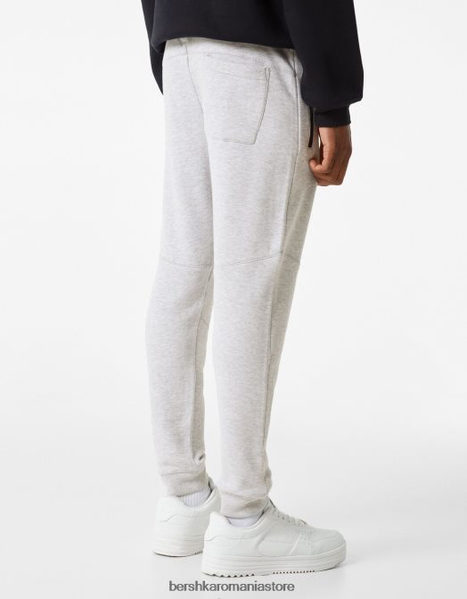 Bershka bărbați pantaloni de trening de pluș cu cusături gri Z86D3217 îmbrăcăminte