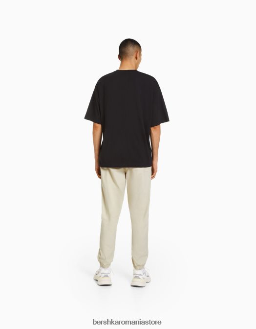 Bershka bărbați pantaloni de trening din bumbac nisip Z86D3259 îmbrăcăminte