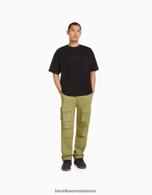 Bershka bărbați pantaloni de trening multi-cargo verde Z86D3219 îmbrăcăminte