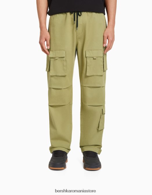 Bershka bărbați pantaloni de trening multi-cargo verde Z86D3219 îmbrăcăminte