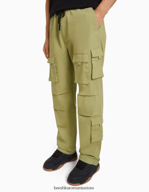 Bershka bărbați pantaloni de trening multi-cargo verde Z86D3219 îmbrăcăminte