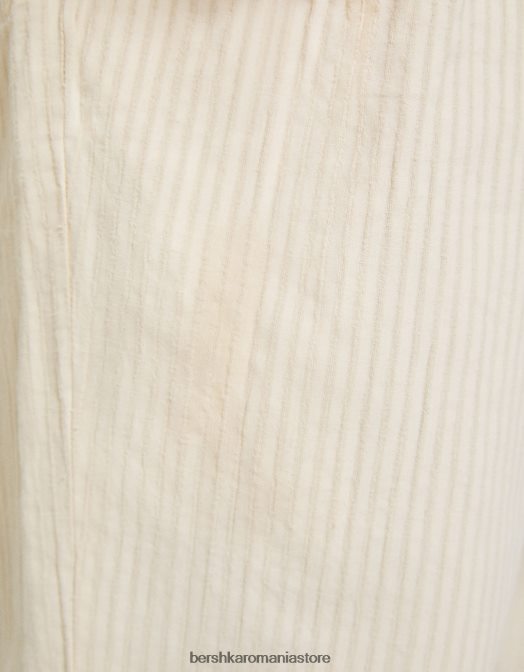 Bershka bărbați pantaloni drepti din bumbac texturat nisip Z86D3252 îmbrăcăminte