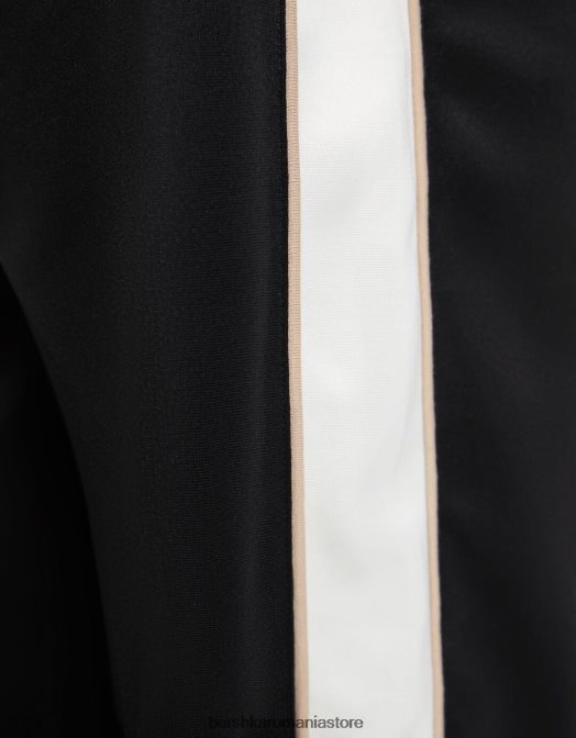 Bershka bărbați pantaloni largi cu dungi laterale interlock negru Z86D3237 îmbrăcăminte