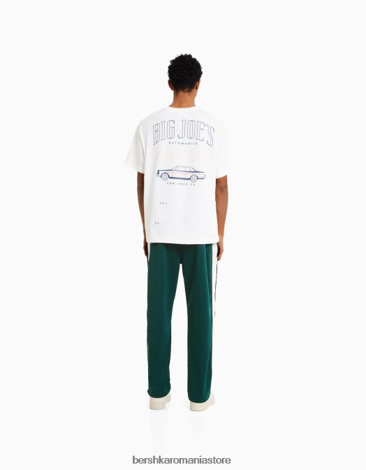 Bershka bărbați pantaloni largi cu dungi laterale interlock verde Z86D3236 îmbrăcăminte