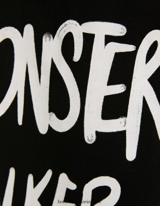 Bershka bărbați pantaloni largi de pluș, cu bandă elastică în talie și imprimeu negru Z86D3238 îmbrăcăminte