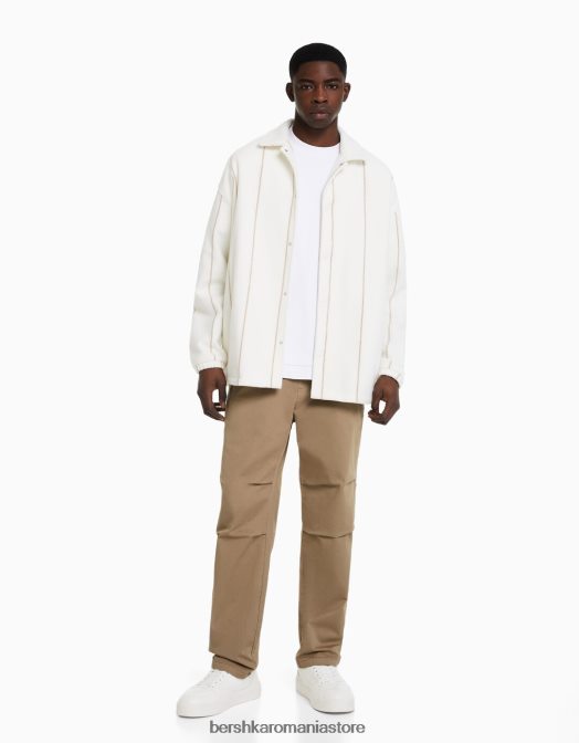 Bershka bărbați pantaloni largi din bumbac cămilă Z86D3275 îmbrăcăminte