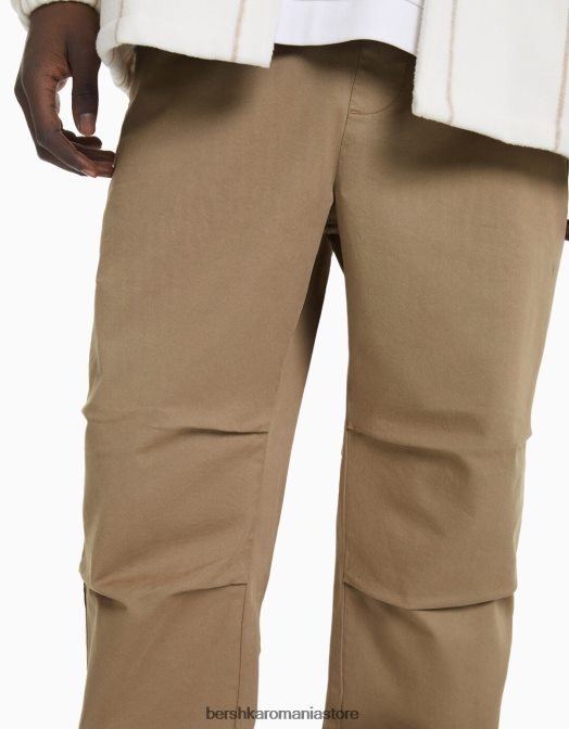 Bershka bărbați pantaloni largi din bumbac cămilă Z86D3275 îmbrăcăminte