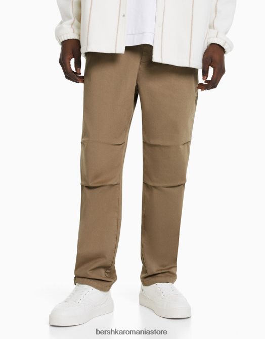 Bershka bărbați pantaloni largi din bumbac cămilă Z86D3275 îmbrăcăminte