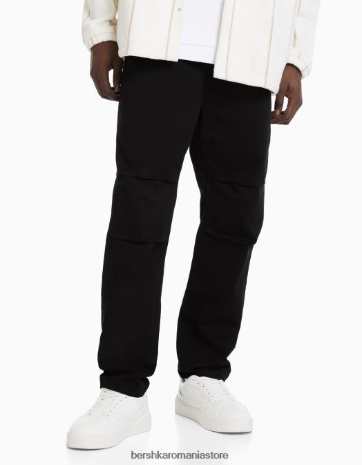 Bershka bărbați pantaloni largi din bumbac negru Z86D3276 îmbrăcăminte