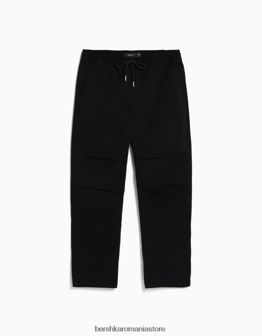 Bershka bărbați pantaloni largi din bumbac negru Z86D3276 îmbrăcăminte