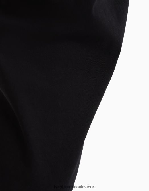 Bershka bărbați pantaloni largi din bumbac negru Z86D3276 îmbrăcăminte
