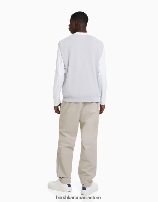 Bershka bărbați pantaloni largi din bumbac nisip Z86D3452 îmbrăcăminte