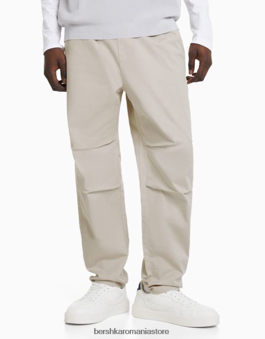 Bershka bărbați pantaloni largi din bumbac nisip Z86D3452 îmbrăcăminte