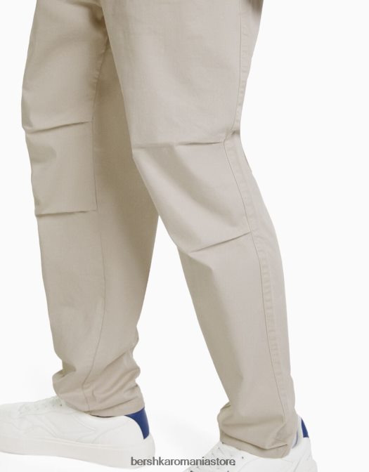 Bershka bărbați pantaloni largi din bumbac nisip Z86D3452 îmbrăcăminte