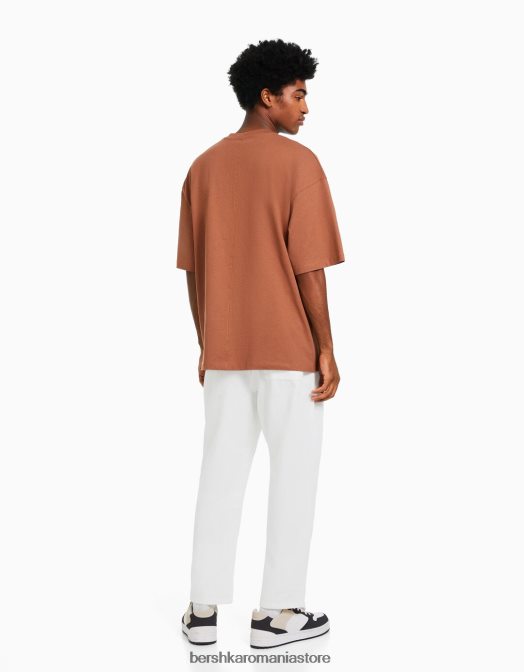 Bershka bărbați pantaloni rustici largi alb Z86D3213 îmbrăcăminte