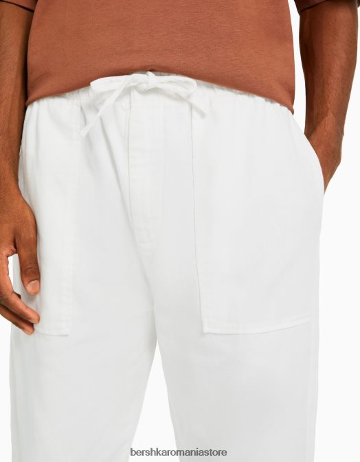 Bershka bărbați pantaloni rustici largi alb Z86D3213 îmbrăcăminte
