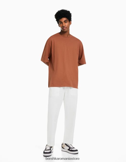 Bershka bărbați pantaloni rustici largi alb Z86D3213 îmbrăcăminte