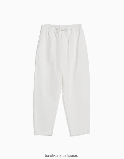 Bershka bărbați pantaloni rustici largi alb Z86D3213 îmbrăcăminte