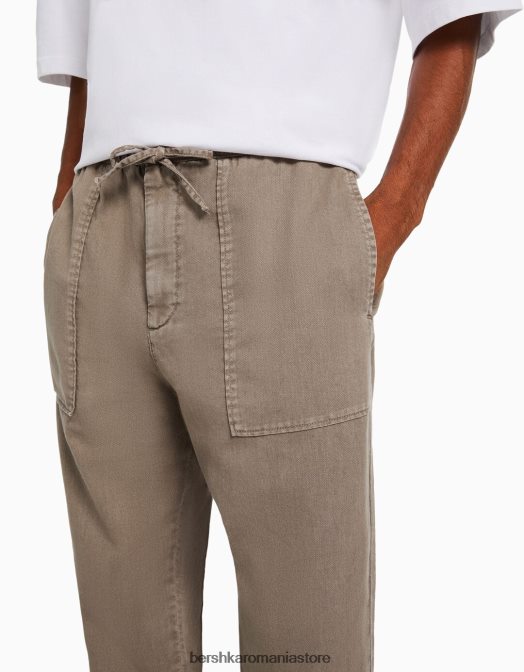 Bershka bărbați pantaloni rustici largi cămilă Z86D3212 îmbrăcăminte