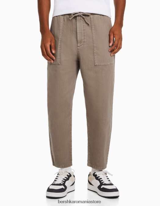 Bershka bărbați pantaloni rustici largi cămilă Z86D3212 îmbrăcăminte