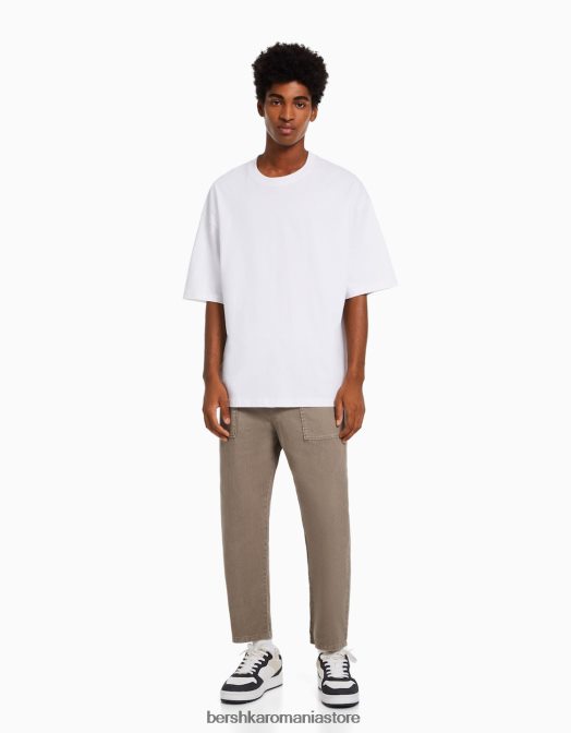 Bershka bărbați pantaloni rustici largi cămilă Z86D3212 îmbrăcăminte