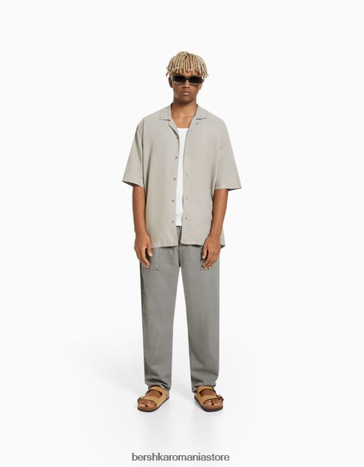 Bershka bărbați pantaloni rustici largi gri Z86D3211 îmbrăcăminte